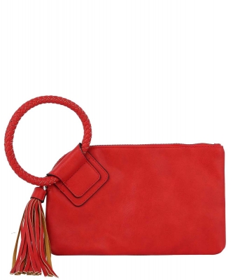 Fashion Handcufee Tassel Wristlet Clutch JYM-0346 RED